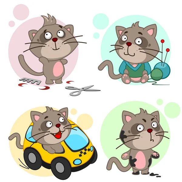 Kedi ile simgeler koleksiyonu dördüncü bölümü. Güzel bir saç modeli ve bir tarak, örme kazak örgü iğneleri ile bir kedi ile kesilmiş bir kedi kedi bir taksi ve kirli bir kedi gider.