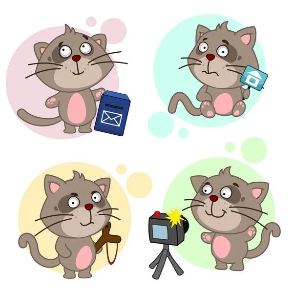 Tercera Parte Colisión Iconos Con Gatos Para Diseño Gato Está — Vector de stock