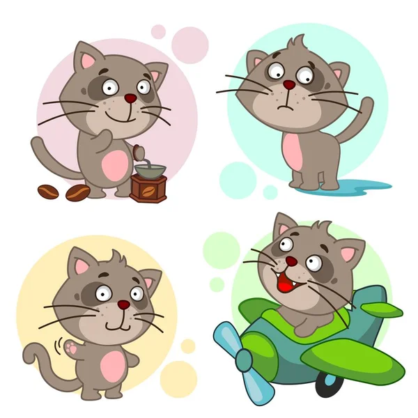 Espio Crianças Jogo Com Gatos Engraçados Bonitos Gatinhos Vector