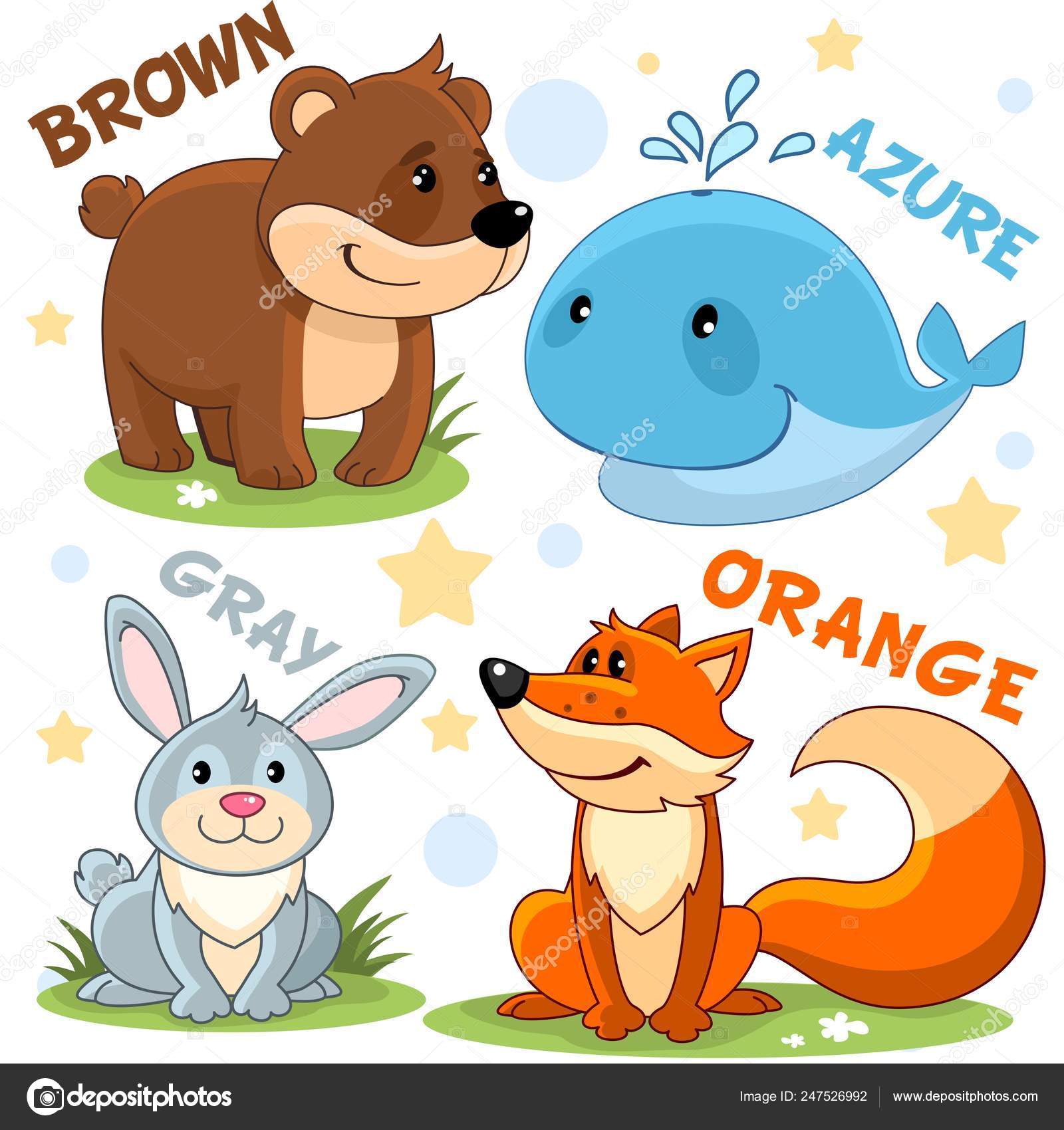 Set Different Colors Animals Children Education Brown Bear Azure Whale  Stock Vector Image by ©huhabra #247526992