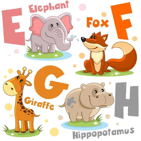 Set Letters Pictures Animals Words English Alphabet Education Children Animal — Stock Vector