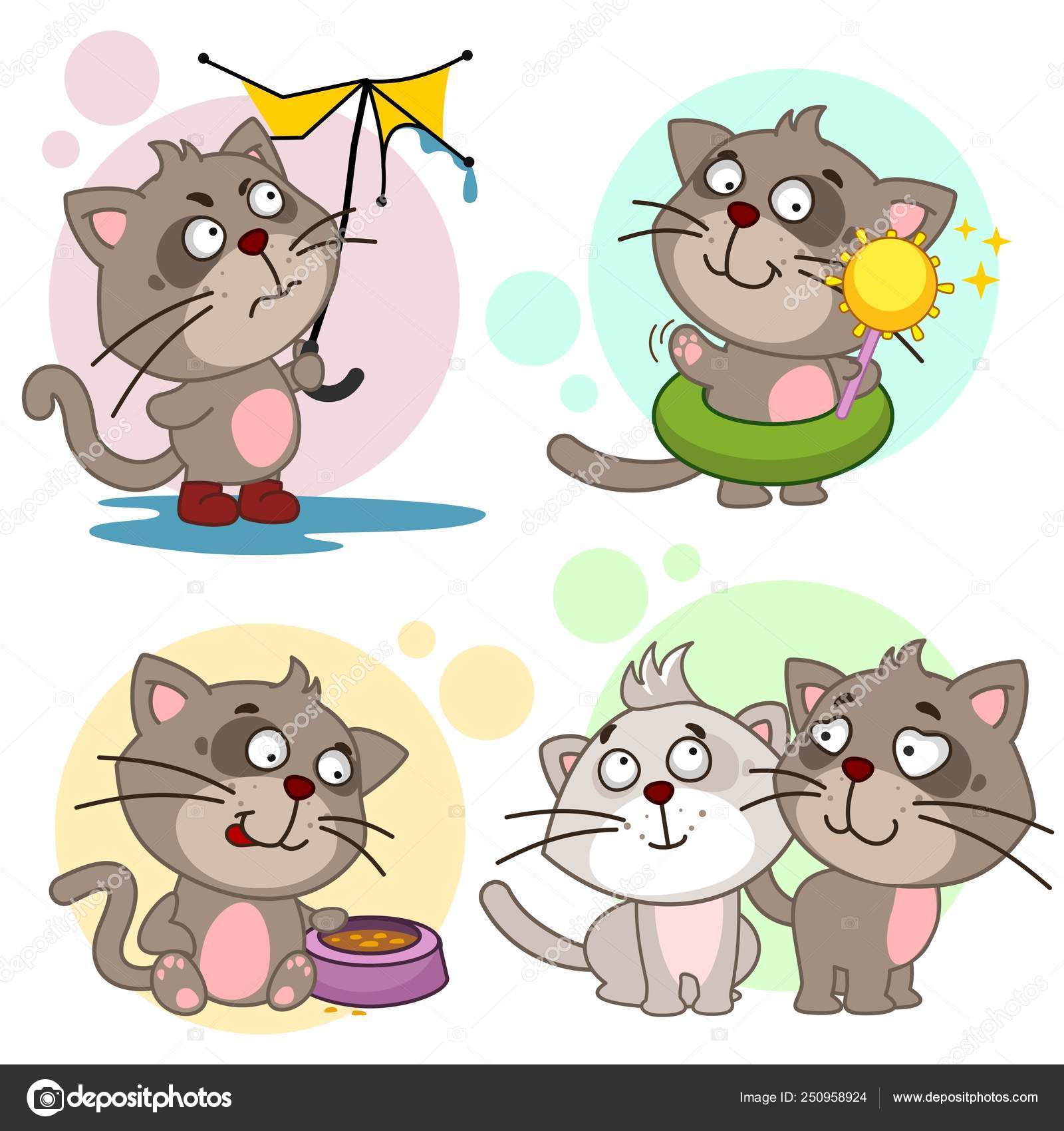 Desenho Animado De Gato. Vetor De Clipart De Gatos Ilustração do