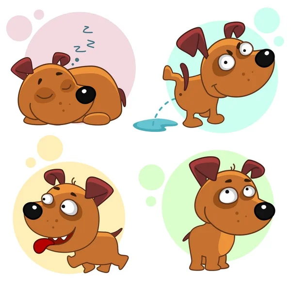 Set Children Illustrations Icons Dogs Design Kids Dog Sleeps His — Stock Vector
