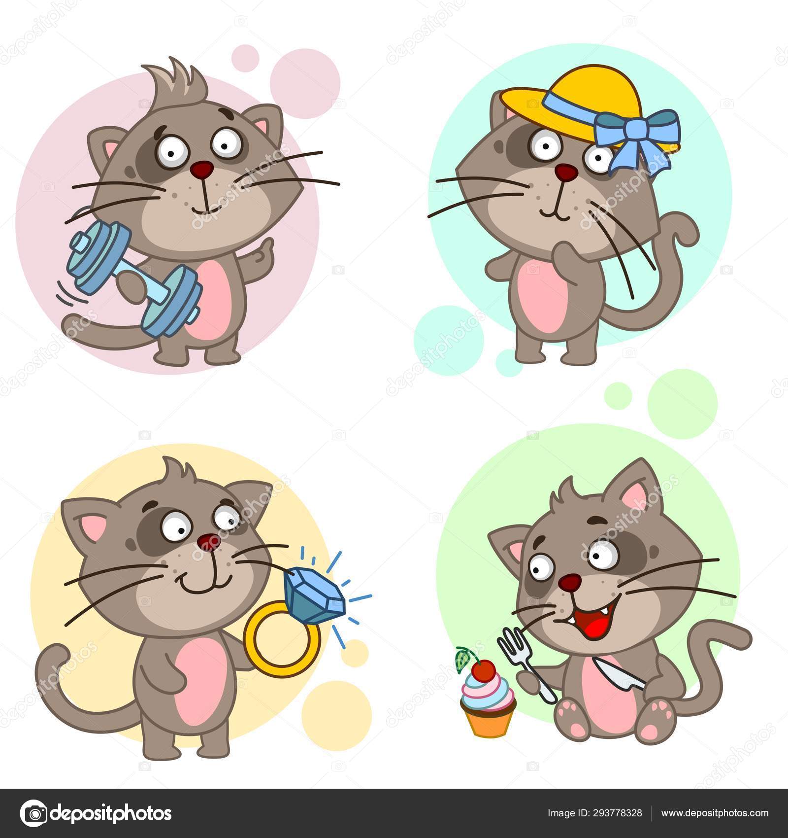 Conjunto de desenhos animados de casal de gatos para crianças para