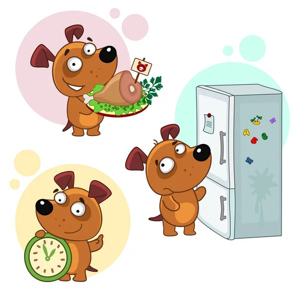 Σετ Εικονιδίων Μικρούς Σκύλους Για Σχεδιασμό Κουτάβι Και Φαγητό Σκύλος — Διανυσματικό Αρχείο