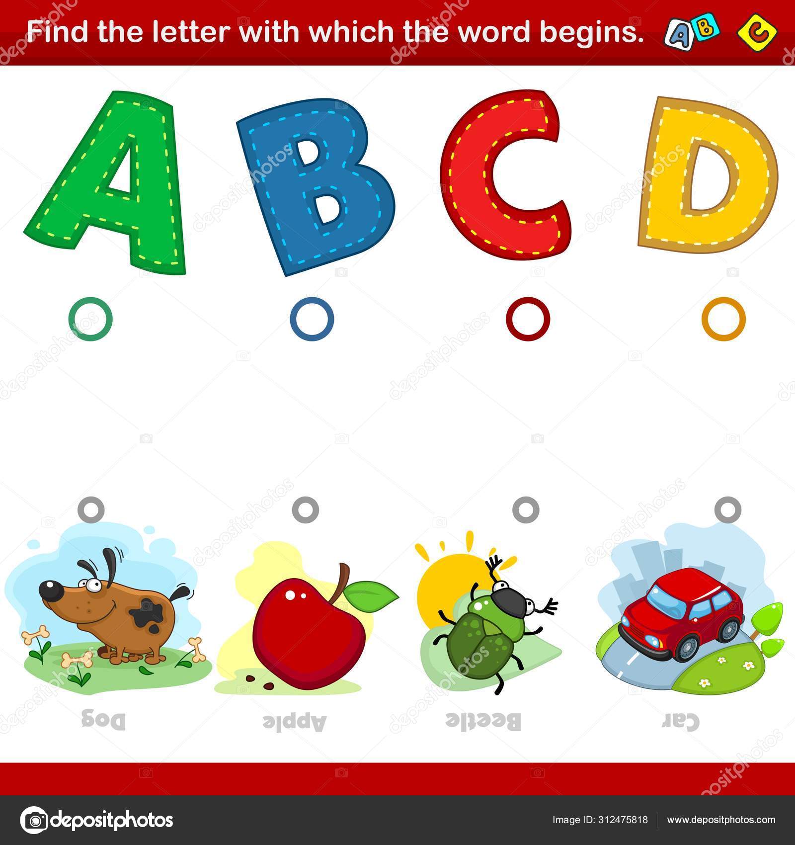 Set Illustrations Children You Need Combine Letter Beginning Words Pictures  Stock Vector by ©huhabra 312475818