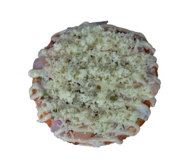 Beyaz arkaplanda izole edilmiş pizza