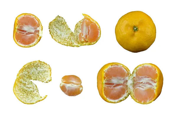 Beyaz Arka Plan Üzerinde Izole Turuncu Meyve Kümesi — Stok fotoğraf