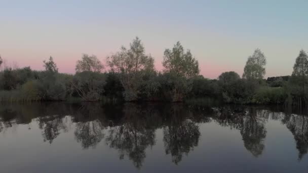 Reflexão da floresta na água à noite — Vídeo de Stock