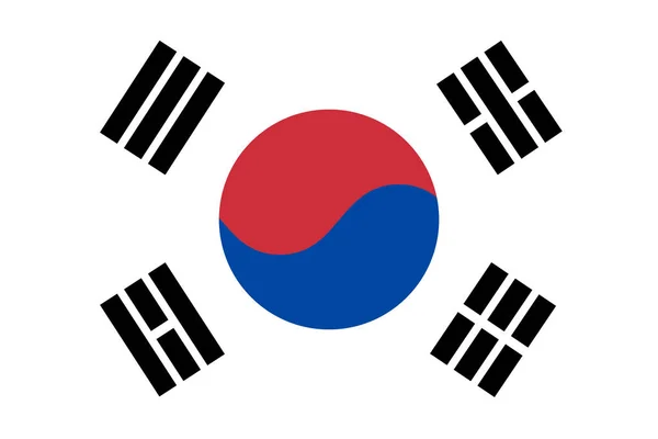 Bandeira vetorial da Coreia. Bandeira nacional da Coreia do Sul. Razão de Aspecto 2: 3. Cores oficiais e proporção . — Vetor de Stock