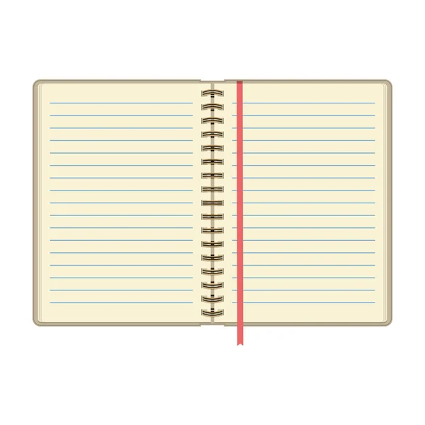 Открыть дневник или личный органайзер с пустыми страницами. Изолированный на белом фоне ежедневный планировщик. Вектор . — стоковый вектор