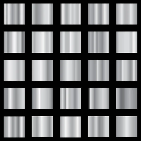 Set de gradiente de plata. Colección de gradientes metálicos. Vector . — Archivo Imágenes Vectoriales