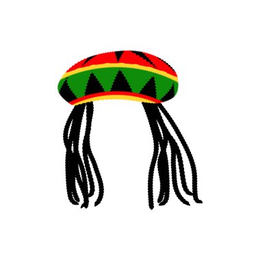 Jamaika rasta şapka dreadlocks ile. Reggae style avatar. Beyaz arka plan üzerinde izole. Vektör.