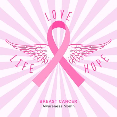 Pembe kurdele ile meme kanseri arka plan. Canavar kanser Farkındalık ay afiş. Vektör.