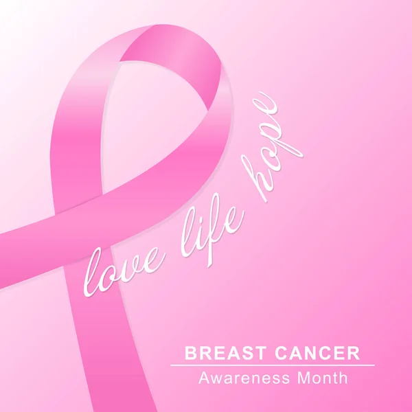 Rak piersi tło z różową wstążką. Bestia raka świadomości miesiąca transparent. Wektor. — Wektor stockowy