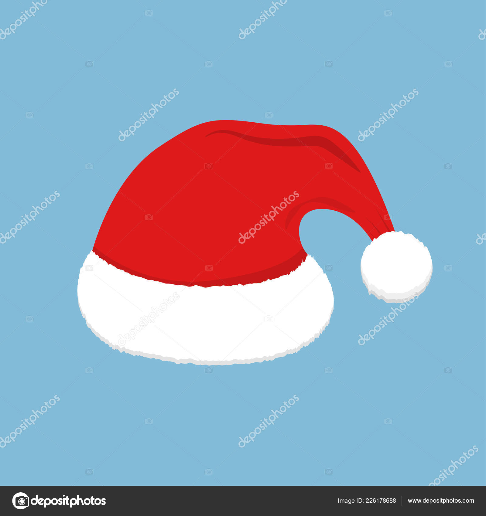 Santa Red Hat Christmas Decoration Flat Style Santa Cap Holiday
