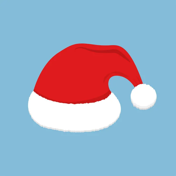 Weihnachtsmann mit rotem Hut. Weihnachtsdekoration. flache Weihnachtsmütze. Urlaubsvektorsymbol — Stockvektor