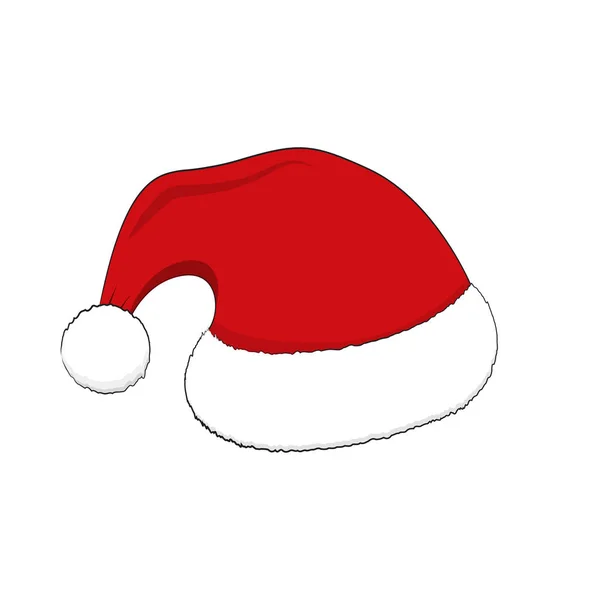 Weihnachtsmann mit rotem Hut. Weihnachtsdekoration. flache Weihnachtsmütze. Urlaubsvektorsymbol — Stockvektor