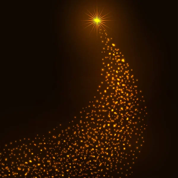Golden sparkling background with stars. Template for Christmas and New Year design. Vector. — Stock Vector