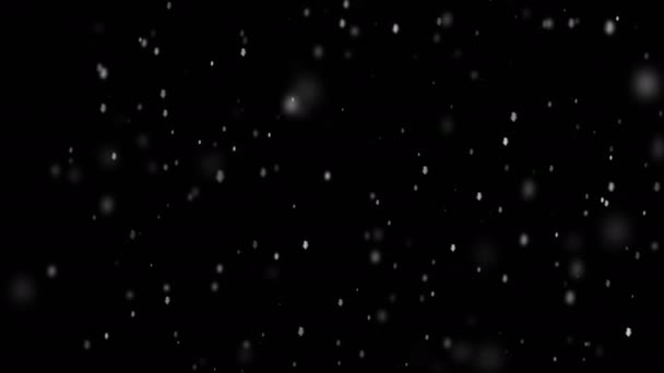 Animación de bucle sin costuras para tu proyecto de Navidad y Año Nuevo. Nieve realista aislada sobre fondo negro — Vídeo de stock