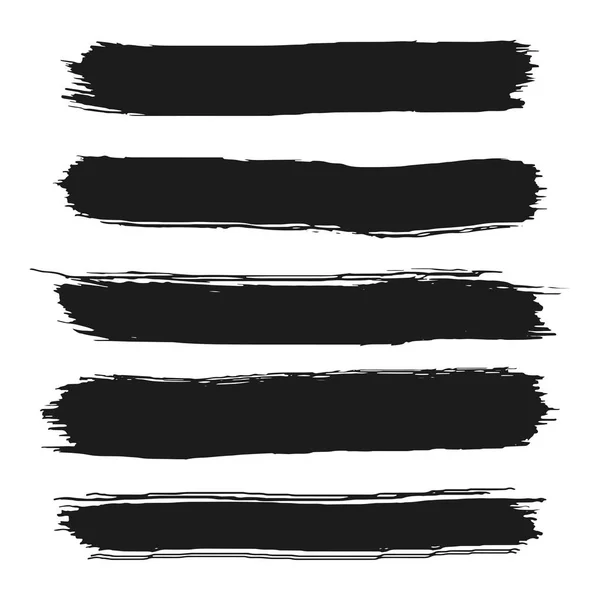 Satz Schwarze Farbe Pinselstriche Pinsel Linien Grunge Künstlerische Gestaltungselemente Isoliert — Stockvektor