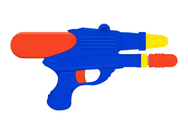 Vodní pistole. Letní hračka pro děti. Plastová vodní pistole v plochý. Izolované na bílém pozadí. Vektor. — Stockový vektor