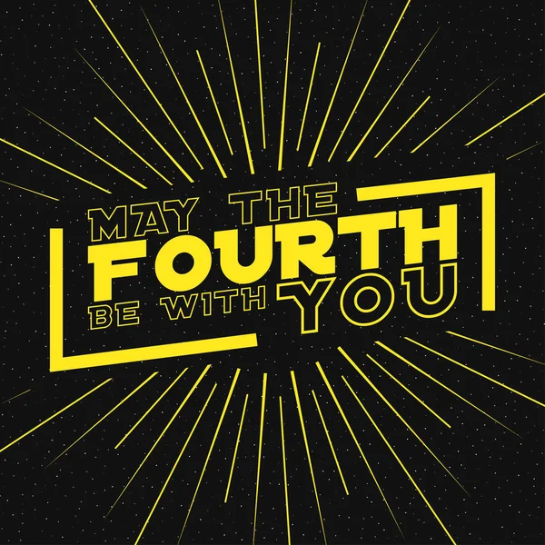 Mayıs 4 yıldızlı arka plan üzerinde seri çekim ışınları ile yazı seninle olmak. Yıldız savaşları gün için tasarım. Vektör.