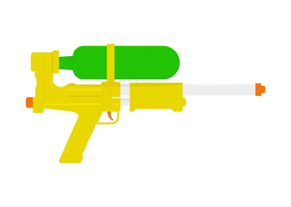 Wasserpistole. Sommerspielzeug für Kinder. Kunststoff-Wasserpistole im flachen Stil. isoliert auf weißem Hintergrund. Vektor. — Stockvektor
