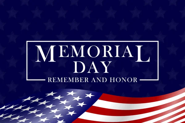 Φόντο ημέρα μνήμης με σημαία ΗΠΑ και γράμματα. Πρότυπο για το σχεδιασμό Memorial Day. Διάνυσμα. — Διανυσματικό Αρχείο