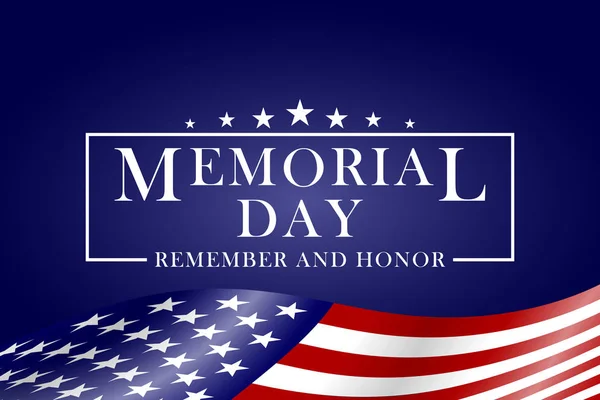 Sfondo del Memorial Day con bandiera e scritte USA. Modello per la progettazione del Memorial Day. Vettore . — Vettoriale Stock