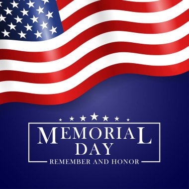 Anma Günü ABD bayrağı ve yazı arka plan. Anma Günü tasarım şablonu. Vektör.