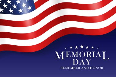 Anma Günü ABD bayrağı ve yazı arka plan. Anma Günü tasarım şablonu. Vektör.