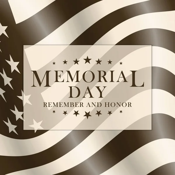 Memorial Day fundo com bandeira dos EUA e letras. Modelo preto e branco para o projeto Memorial Day. Memorial Day fundo em estilo retro. Vetor . — Vetor de Stock