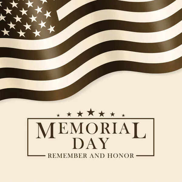 Memorial Day fundo com bandeira dos EUA e letras. Modelo preto e branco para o projeto Memorial Day. Memorial Day fundo em estilo retro. Vetor . — Vetor de Stock