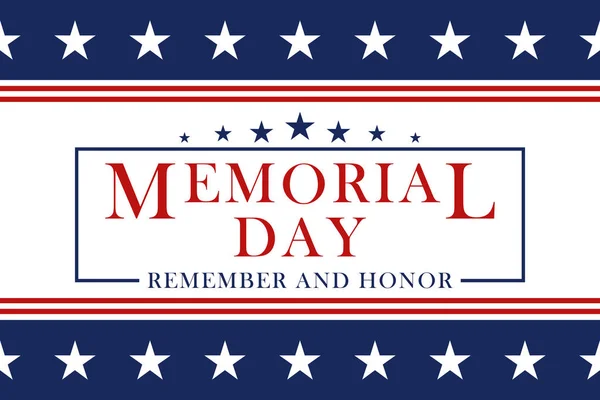 Yıldız ve çizgiler ile Memorial day arka plan. Memorial day davetiye, tebrik kartı, afiş ve reklam için şablon. Vektör.