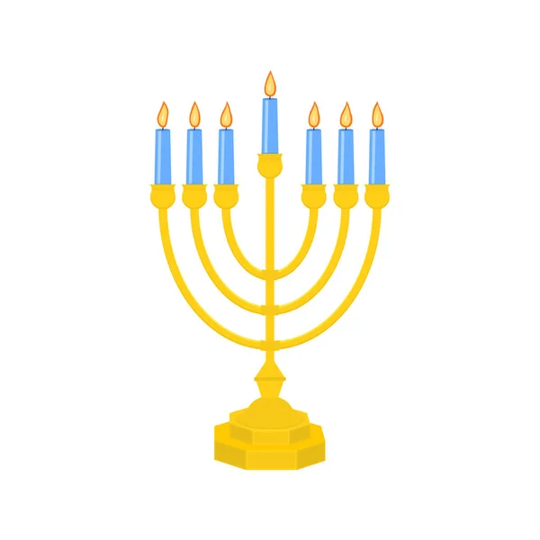Menorah vektor ikon. Menorah-traditionella sju förgrenade judiska ljusstake för Hanukkah design. Isolerad på vit bakgrund. Vektor. — Stock vektor