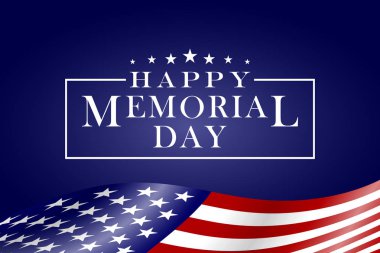 Abd ulusal bayrağı, yıldızları ve çizgileri ile Happy Memorial Day arka plan. Anma Günü davetiyesi, tebrik kartı, afiş ve reklam için şablon. Vektör.
