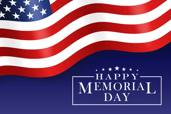 Happy Memorial Day fundo com bandeira nacional dos EUA, estrelas e listras. Modelo para convite Memorial Day, cartão de saudação, banner e publicidade. Vetor . — Vetor de Stock