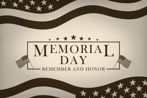 Memorial Day fundo com bandeira nacional dos EUA, estrelas e listras. Modelo para convite Memorial Day, cartão de saudação, banner e publicidade. Vetor . —  Vetores de Stock