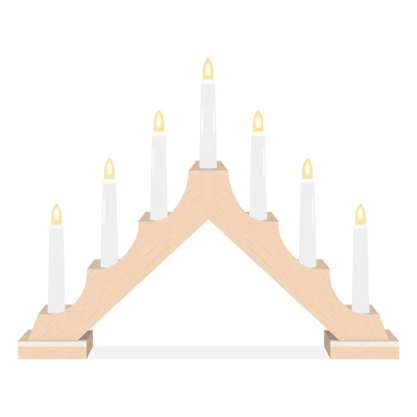 Рождественский свечной мост с семью свечами. Рождественское украшение. Изолированный на белом фоне. Вектор . — стоковый вектор
