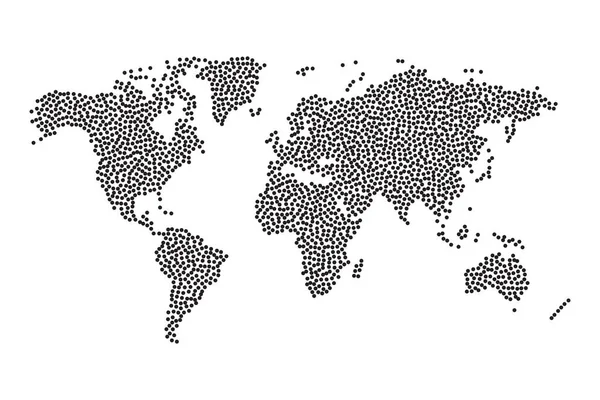 Карта мира с точками. Абстрактная карта изолирована на белом фоне. Вектор . — стоковый вектор
