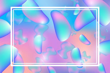 Holografik neon gradyan arka plan tasarımı. Soyut sıvı şekiller ve akışkan arkaplan. Posterler için havalı bir arka plan tasarımı. Vektör.