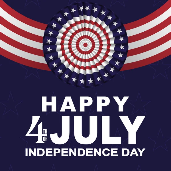 Happy 4th of July, USA Independence day background with fans in colors of American flag with stars and stripes. Vector. — Stock Vector