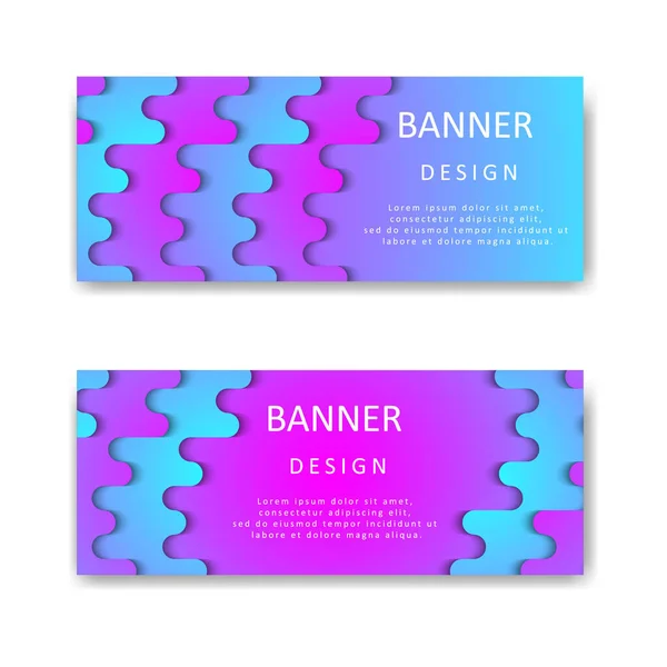 Plantilla de banner con ondas abstractas rosadas y azules. Diseño de banners para su proyecto empresarial. Aislado sobre fondo blanco. Vector . — Vector de stock