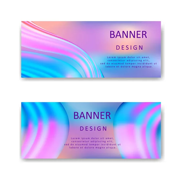 Plantilla de banner con ondas abstractas rosadas y azules. Diseño de banners para su proyecto empresarial. Aislado sobre fondo blanco. Vector . — Vector de stock