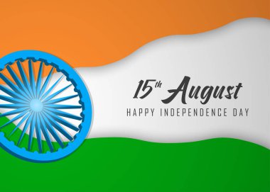 Ashoka Tekerlekli Yaratıcı Kızılderili Bayrağı. 15 Ağustos 'un şablon posteri, afişi ya da broşürü. Hindistan 'ın bağımsızlık günü. Vektör.