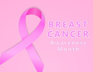 Pembe kurdele, göğüs kanseri işareti. Ulusal Göğüs Kanseri Farkındalığı Ayı için pembe kurdeleli arka plan. Vektör.