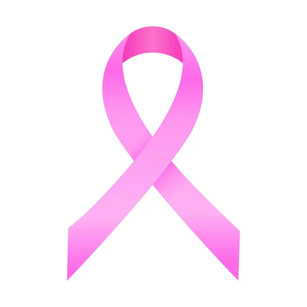 Růžová stuha - znamení rakoviny prsu. Symbol národního měsíce povědomí o rakovině prsu. Izolované na bílém pozadí. Vektor. — Stockový vektor