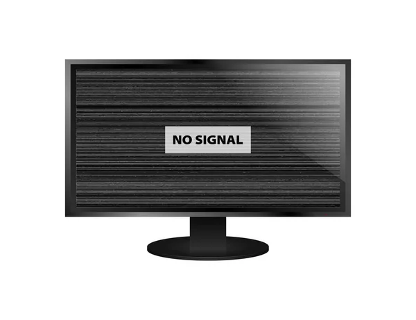 Moniteur LED moderne avec bruit à l'écran et inscription sans signal. Pas de concept de signal télé. Isolé sur fond blanc. Vecteur. — Image vectorielle