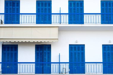 Traditional Greece white and blue house clipart